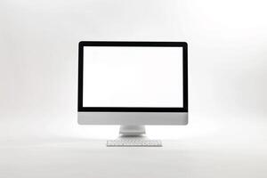 Computer Mockup Background with   Design and Wireless Keyboard photo