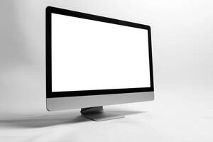 Computer Mockup Background with   Design and Efficient Desk Layout photo