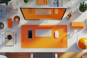Overhead of Computer Mockup on a Desk with Updated   Setup photo