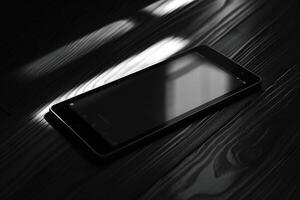 Noir Tablet Mockup with Glossy Black Finish and Sharp s photo