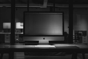 Noir Desktop Computer Mockup with Refined Black Finish and   Design photo