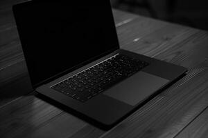Noir Laptop Mockup with Sharp Black Edges and   Technology photo