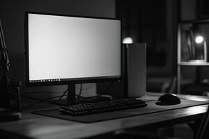 Noir Desktop Computer Mockup with Refined Glossy Black and Advanced Features photo