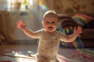 Baby Dancing with Delight to Music Showing Joyful Rhythms and Fun Movements photo