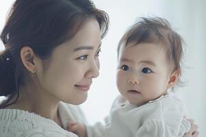 Baby Engaged in Heartfelt Interaction with Parent Embracing a Joyful and Loving Experience photo