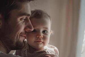 Baby and Parent Enjoying a Heartwarming Interaction Creating a Joyful and Loving Memory photo