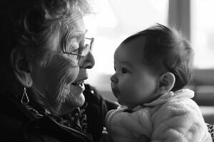 Baby and Grandparent Engaging in a Loving and Joyful Interaction Creating Memories photo