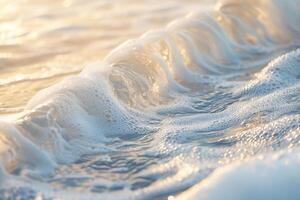 Textured Wave Patterns on Sandy Beach Emphasizing Natural Coastal Features photo