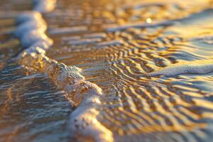 Natural Wave Patterns and Textures on Sandy Beach Capturing Coastal Charm photo