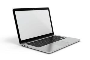 Laptop Mockup with Blank Screen and Nature Background photo