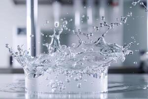 Water flow simulation in lab with background photo