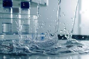 Water flow simulation in lab with background photo