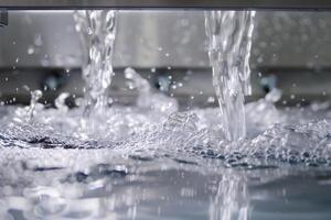 Water flow simulation in lab with background photo