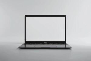 Laptop Design with Empty Display on White Canvas photo