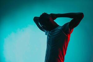 Man in Sportswear and Dynamic Pose Background photo