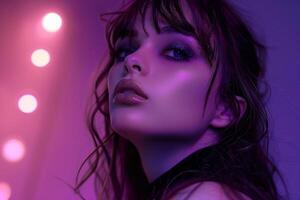 Dramatic Makeup Portrait with Deep  Background photo