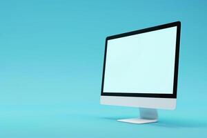 Desktop computer mockup with blank screen on classic toned background photo