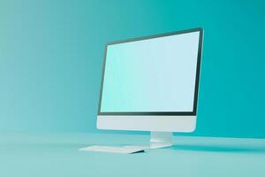 Desktop computer mockup with blank screen on classic toned background photo