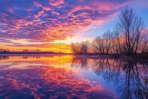 Sunrise  on Lake Surface Background photo