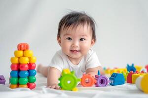 Baby with Toys in a PlayfulEngaged in Fun and Learning Activities photo