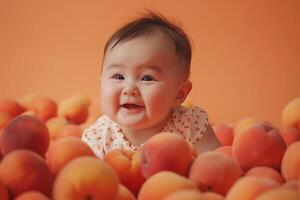 Baby on Peach Background with   Expression photo