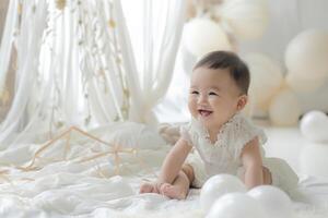 Baby Enjoying Props with Fun and   Background photo