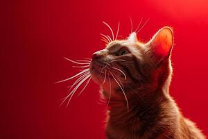 Playful Cats on a B  Red Background Emphasizing Their   Nature photo