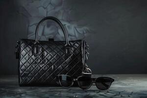 Handbag and Sunglasses with a   background photo