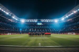 Soccer Players Lined Up for a Corner Kick on the Field Background photo