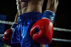 Muscat Oman August 7 2013 Close up of boxers waist and gloves photo