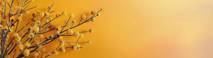 Vibrant Yellow Flowers Against a Soft Orange Background in Bright Light photo