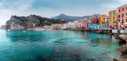 Colorful Buildings in an Italian Harbor photo