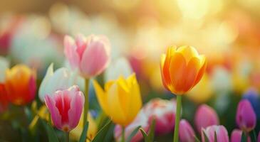 Colorful Tulips in Sunlight photo