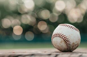 Baseball on a Field Bench photo
