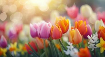 Colorful Tulips in Sunlight photo