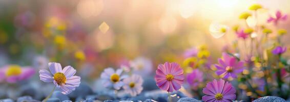 Pink And Orange Flowers In Sunlight photo