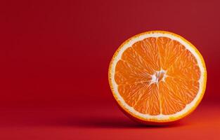 Orange Slice on Red Background photo