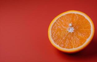 Orange Slice on Red Background photo