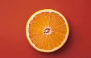 Orange Slice on Red Background photo