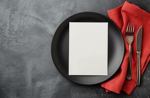 Table Setting With Fork and Napkin photo