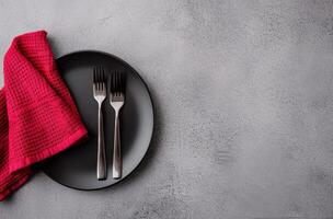Table Setting With Fork and Napkin photo
