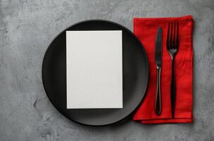 Table Setting With Fork and Napkin photo