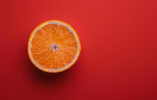 Orange Slice on Red Background photo