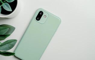 Green Smartphone Camera and Charging Port photo