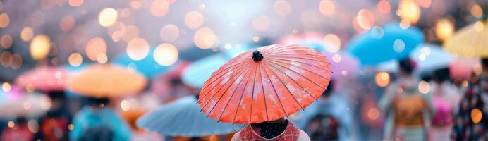 Red Umbrella in Japanese City photo