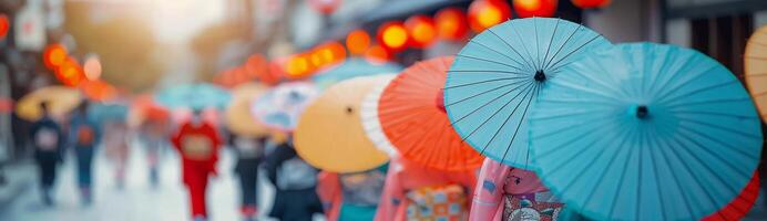 Red Umbrella in Japanese City photo