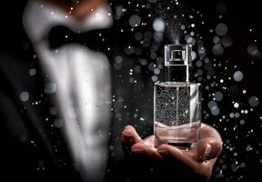 Man Applying Cologne photo