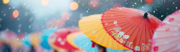 Red Umbrella in Japanese City photo