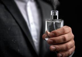 Man Applying Cologne photo
