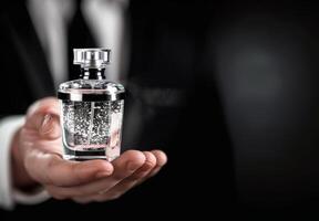 Man Applying Cologne photo